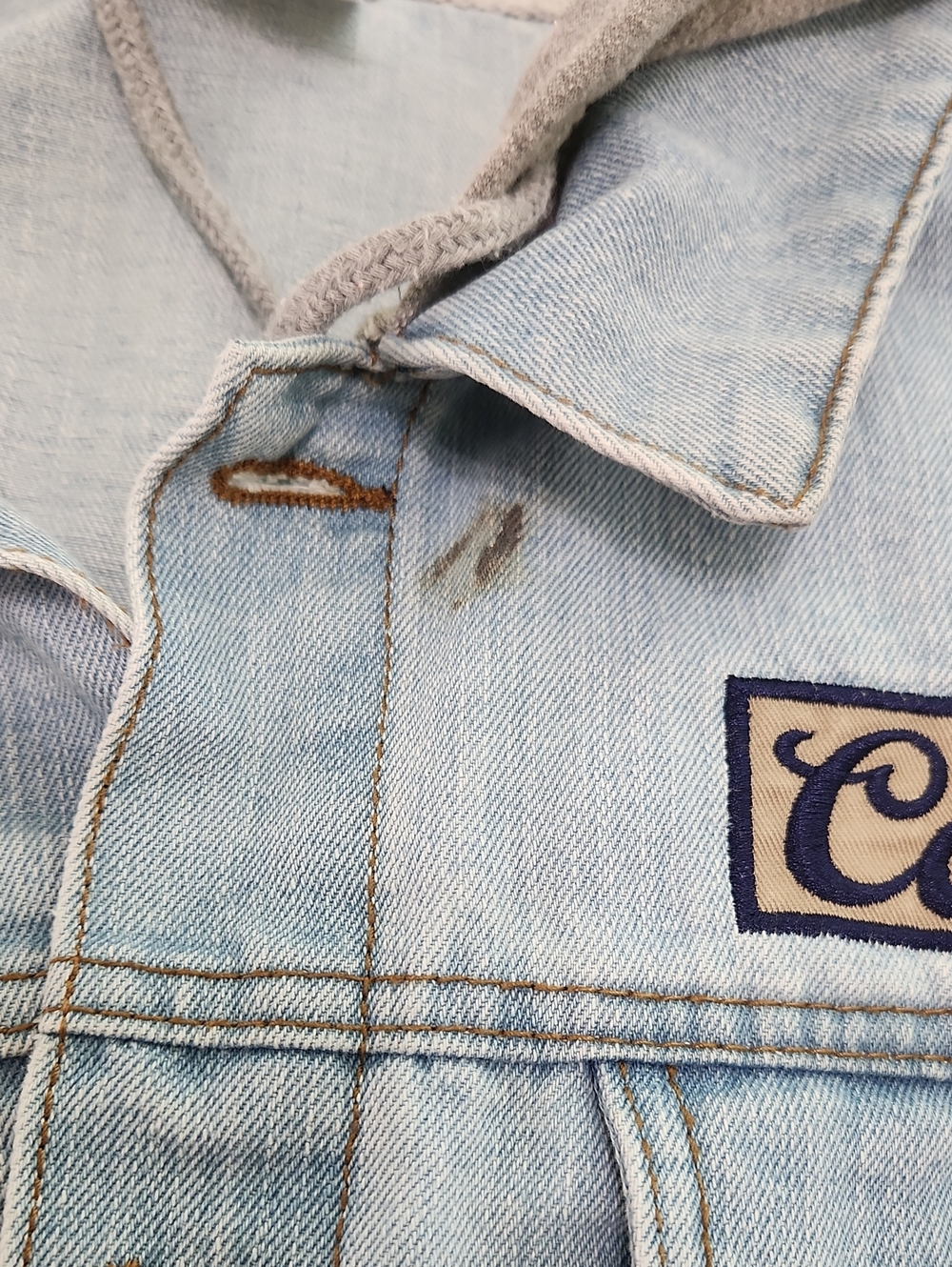 Coors Banquet Hooded Denim Trucker Jacket Light Wash L - Picture 8 of 16